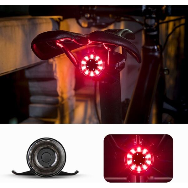 Lampka rowerowa tylna Q1 7 kolorów LED Strobe + kabel USB-C - USB-A - czarna Lampka rowerowa tylna Q1 7 kolorów LED Strobe + kabel USB-C - USB-A - czarna