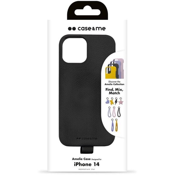 Case & Me Amelie cover in leather effect material for iPhone 14- Black standard