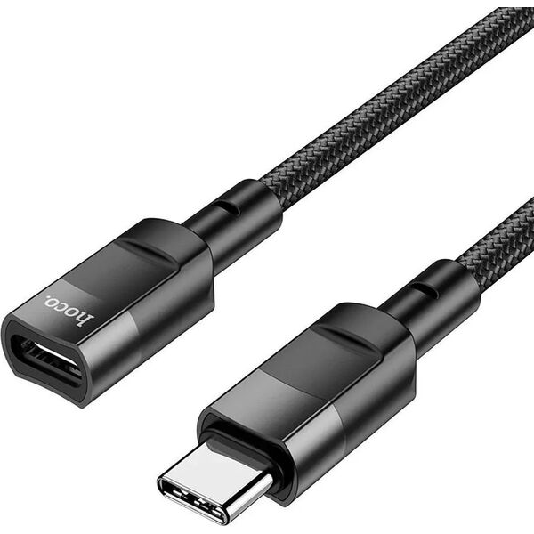 HOCO Adapter OTG Typ C (Męski) Do Typ C (Żeński) 3A U107 1,2 M Czarna