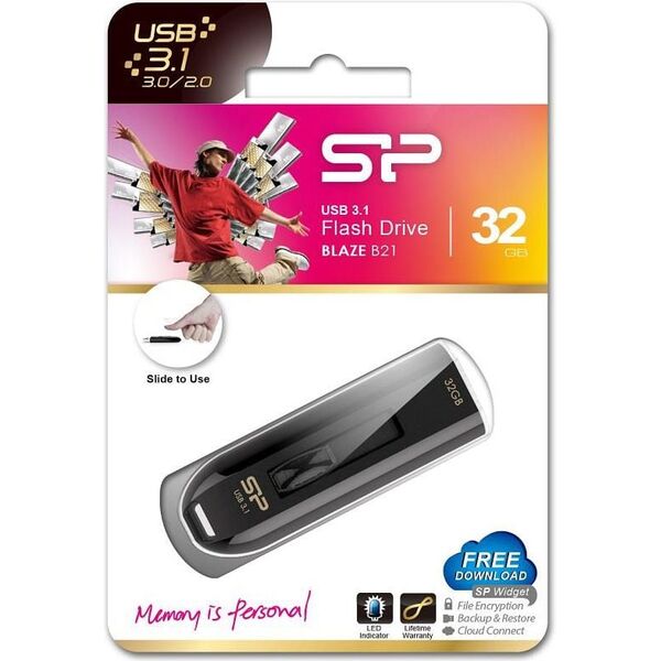 Pendrive Silicon Power Blaze B21, 32 GB  (SP032GBUF3B21V1K)