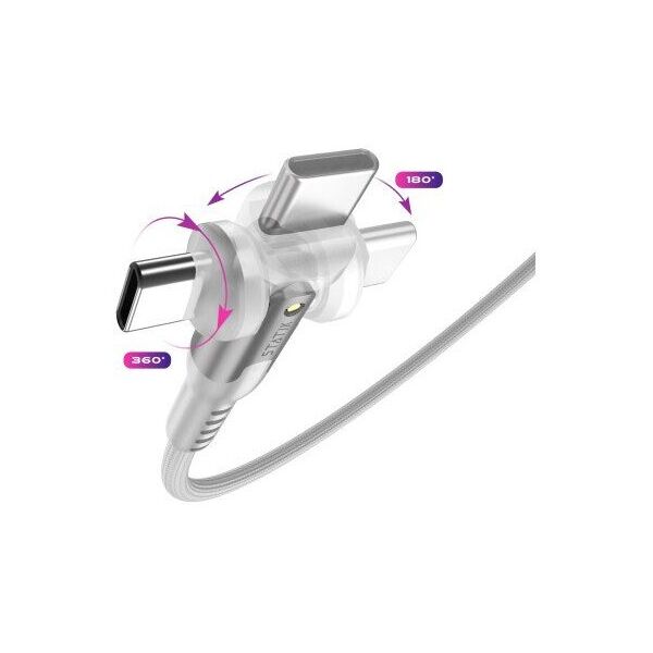 STATIK PowerPivot Pro Νάιλον Πλεκτό Καλώδιο, USB-C σε USB-C, 3m, Λευκό