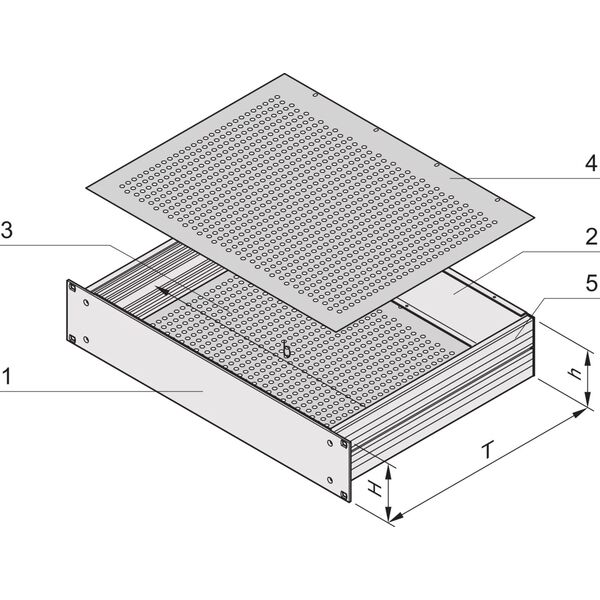 Obudowa SCHROFF MultipacPRO 19, aluminiowa, perforowana góra i dół, 2 HU, 280 mm
