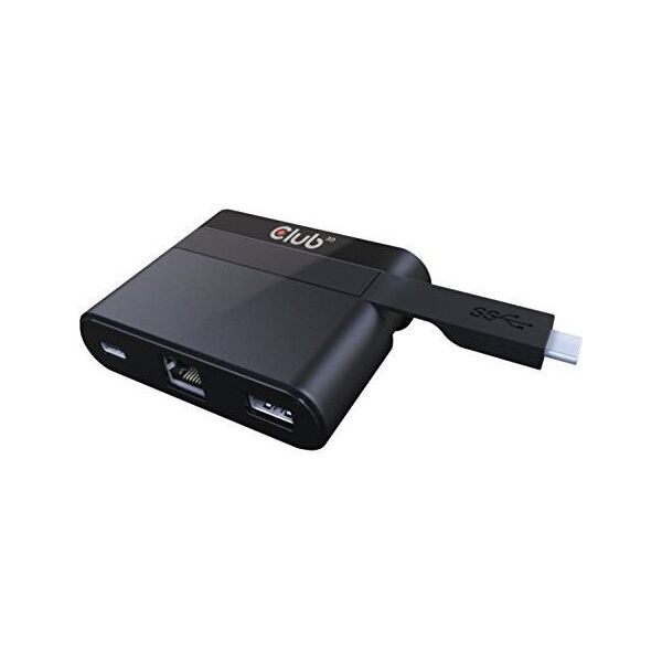 Stacja/replikator Club 3D USB-C - USB-C + RJ-45 + USB-A Czarny (CSV-1530)