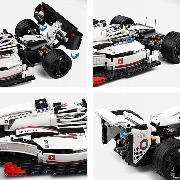 Klocki Konstrukcyjne Samochód Wyścigowy F1 Biało-Czerwony 1235 el. LEAN Toys