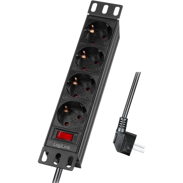 LogiLink LogiLink Steckdosenleiste 4-fach mit Schalter,10"(1HE),2m