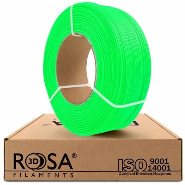 3D plastikas PLA zalia (neon green) 1.75mm 1kg refill pakuote Rosa3D