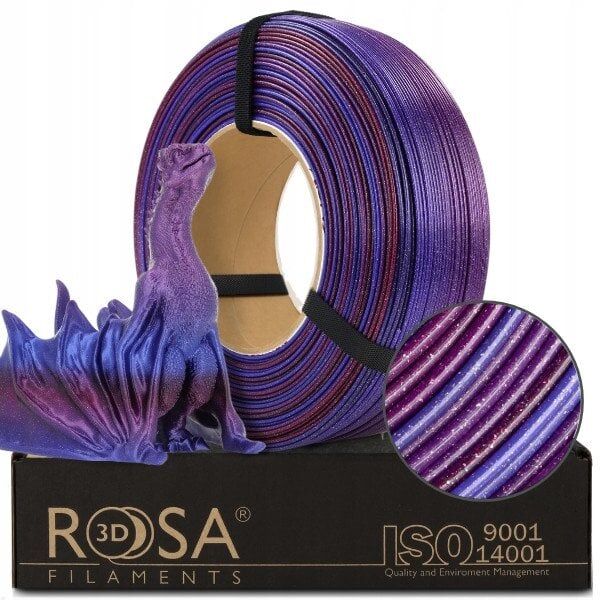 3D plastikas PLA blizgantis ivairiaspalvis (Galaxy rainbow Andromeda) 1kg refill pakuote Rosa3D