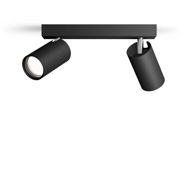 LED spotlight PHILIPS IDRIS, IP44, 2xGU10, max 2x5W, black, 8.3x24x12cm