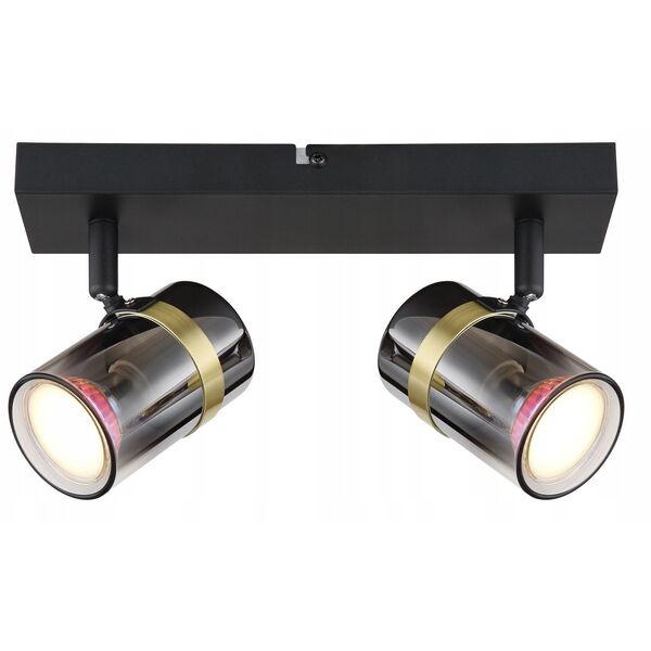 Spotlight GLOBO TRABBY, 2xGU10 max 2x8W, black glass, smoked glass 6x12.5x26cm