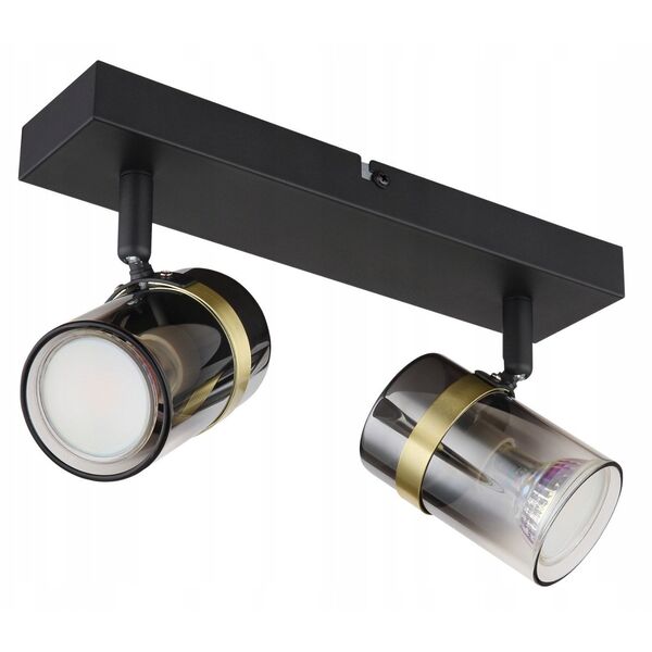 Spotlight GLOBO TRABBY, 2xGU10 max 2x8W, black glass, smoked glass 6x12.5x26cm