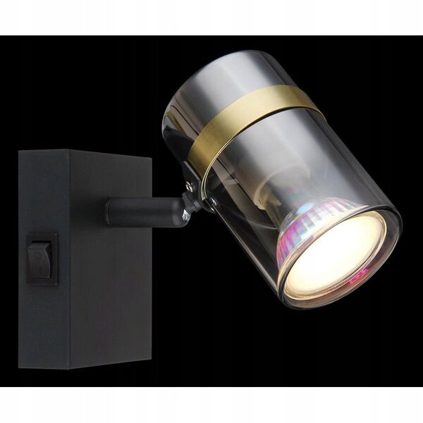 Spotlight GLOBO TRABBY, 1xGU10 max 1x8W, black glass, smoked glass, 7x9.6x12.5cm