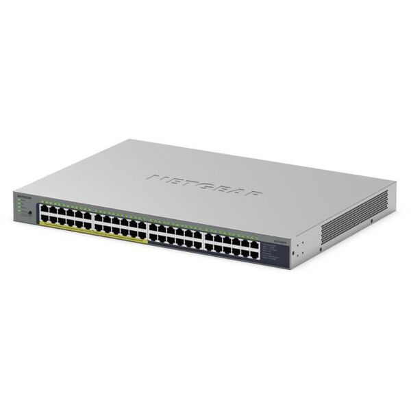 NETGEAR GS748PP - Switch - unmanaged - 24 x 10/100/1000 + 24 x 10/100/1000 (PoE+) - Desktop, wandmontierbar - PoE+ (380 W)