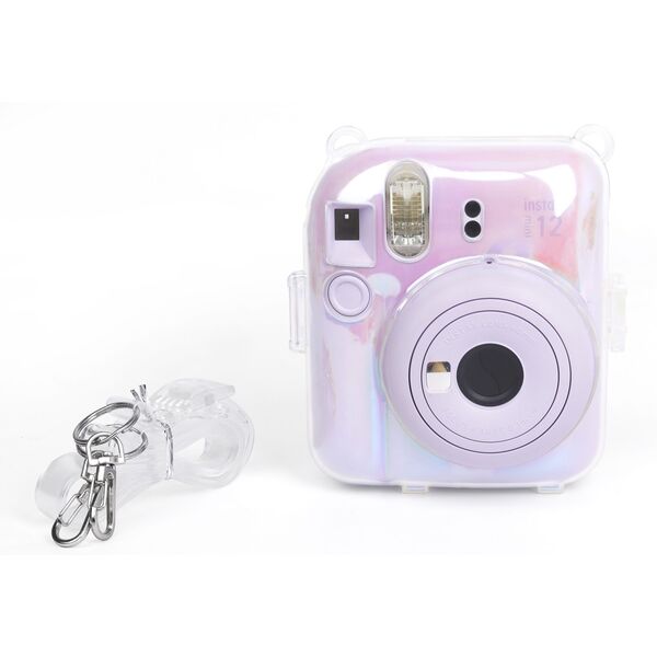 Zestaw 2w1 Futerał Etui Pokrowiec Do Fuji Instax Mini 12 Pudełko Na Zdjęcia / Przezroczysty/ Mieniący Się
