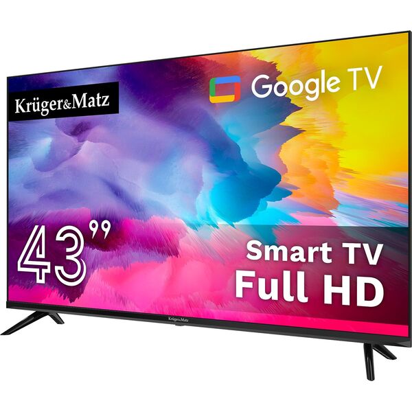 Telewizor Kruger&amp|Matz 43&quot| FHD Google TV, DVB-T2/S2/T/C H.265 HEVC