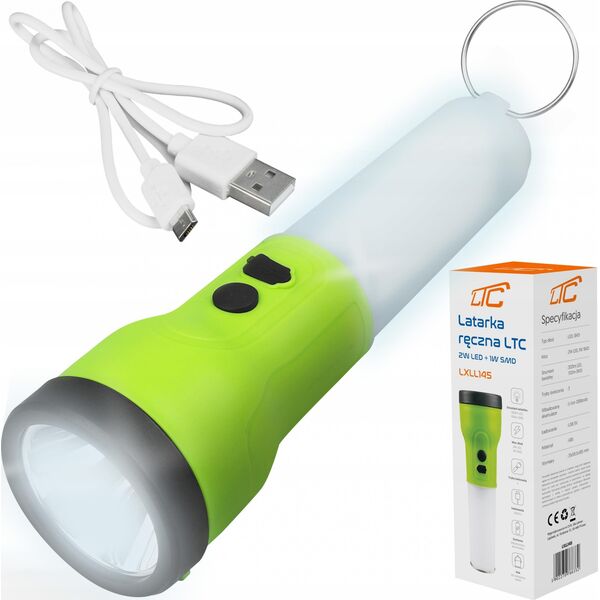 Latarka LTC LATARKA LAMPKA LED 2w1 AKUMULATOROWA USB UCHWYT