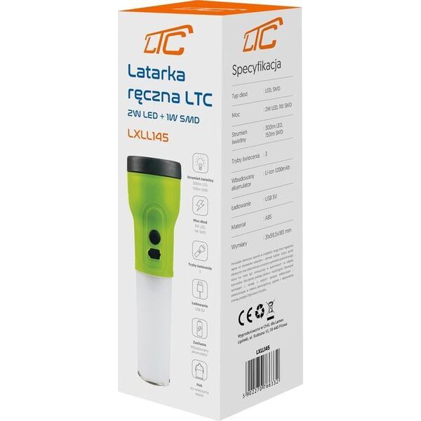 Latarka LTC LATARKA LAMPKA LED 2w1 AKUMULATOROWA USB UCHWYT