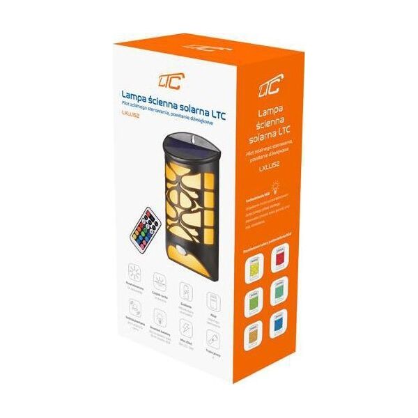 Kinkiet LTC Lampa solarna LED LTC dekoracyjna 10W z czujnikiem ruchu i zmierzchu + pilot