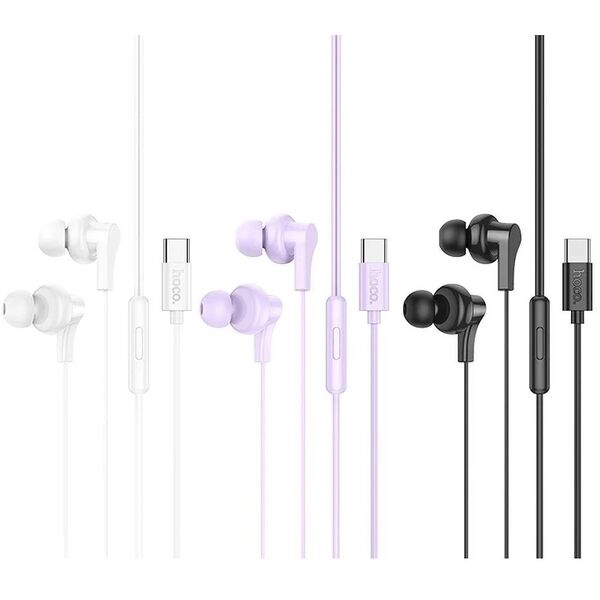 Słuchawki przewodowe douszne USB C Hoco M114 czarne