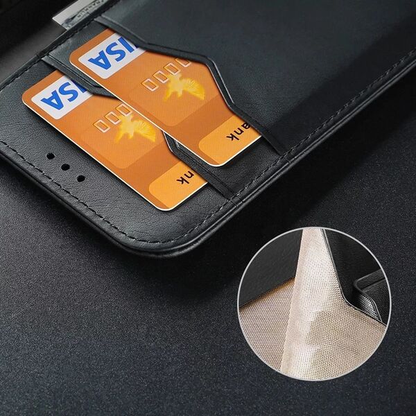 Etui ochronne do iPhone 16e Dux Ducis Hivo z klapką i ochroną RFID - czarne