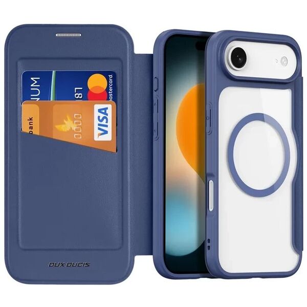 Etui Dux Ducis Skin X Pro na iPhone 17 Air z MagSafe i portfelem - niebieskie