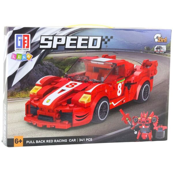 Klocki Konstrukcyjne Auto Robot 2w1 Czerwony Napęd 341 el. LEAN Toys