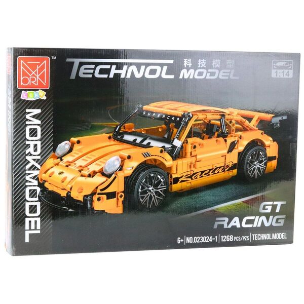 Klocki Konstrukcyjne Samochód GT Racing Pomarańczowy 1:14 1268 el. LEAN Toys