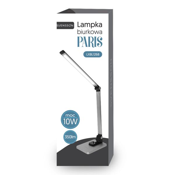 Lampka SVENSSON Light biurkowa 350 lumen 10W srebrna, model Paris