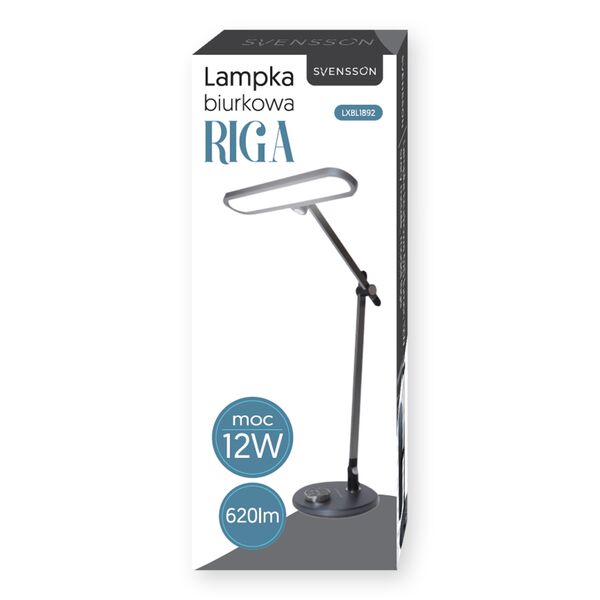 Lampka SVENSSON Light biurkowa 620 lumen 12W szary metalik, model Riga