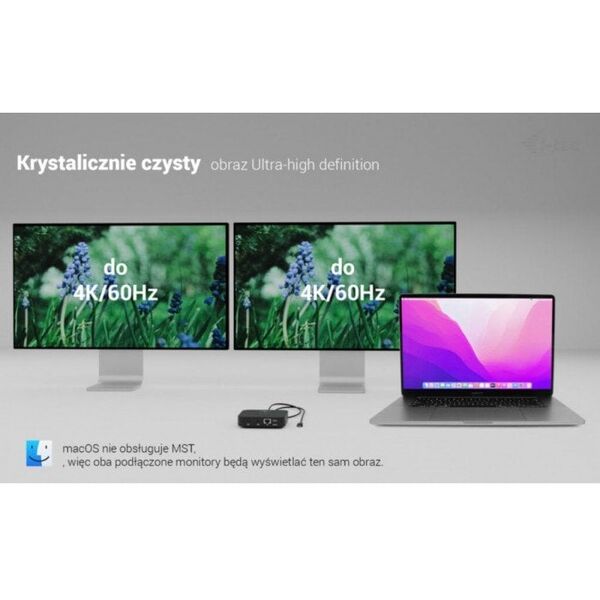 Stacja dokujšca USB-C Dual HDMI Power Delivery 100W