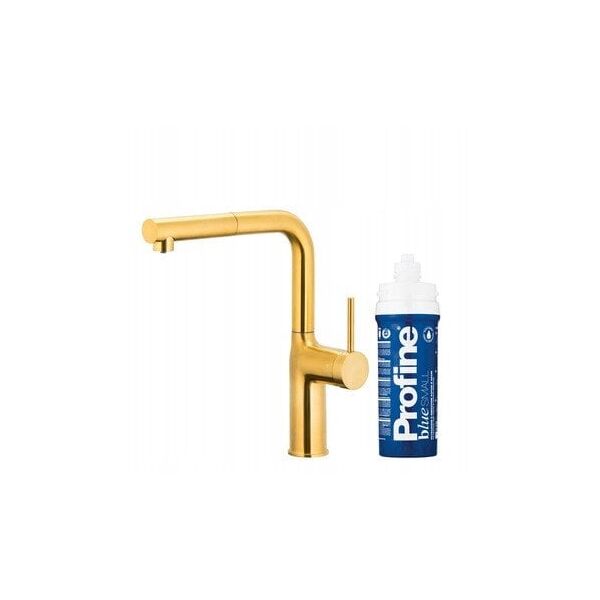 KFA bateria kuchenna z funkcją filtracji wody i wyciąganą wylewką Duero Pure Move Pull-Out + zestaw fitrujący Profine Blue S, brushed gold 6623-423-31