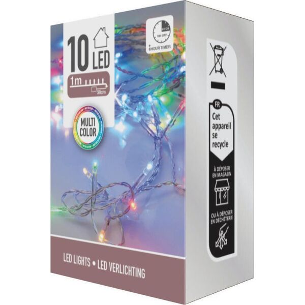 ŁAŃCUCH LED 10L MULTI 1M WEWNĘTRZNE TIMER NA BATERIE