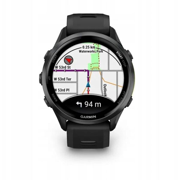 Garmin Forerunner® 970 Carbon Grey DLC Titanium with Black Case and Black/Translucent Whitestone Band