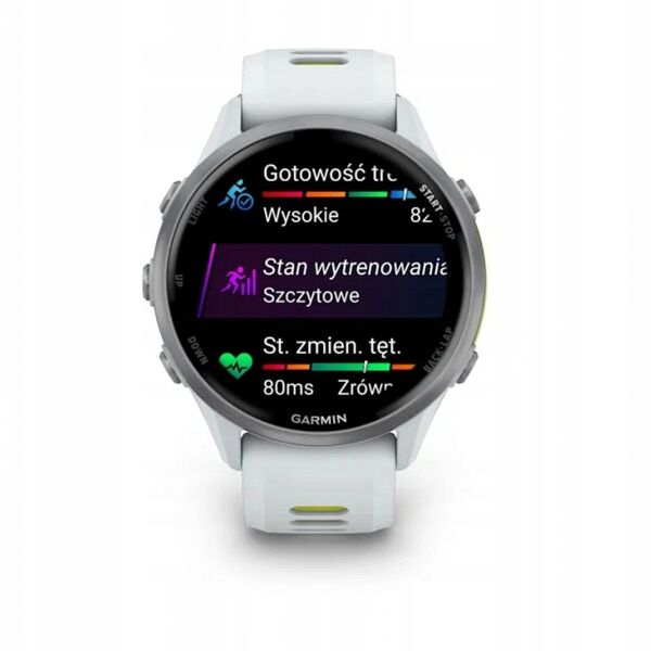 Garmin Forerunner® 970 Titanium with Whitestone Case and Whitestone/Translucent Amp Yellow Band