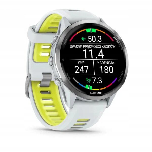 Garmin Forerunner® 970 Titanium with Whitestone Case and Whitestone/Translucent Amp Yellow Band