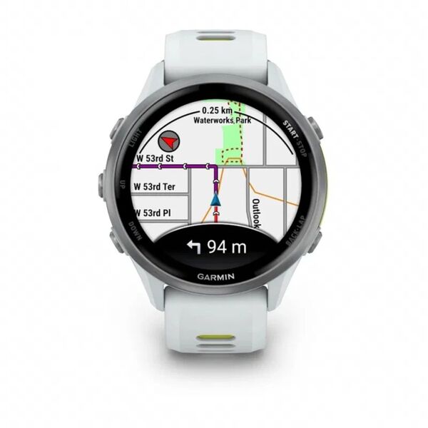 Garmin Forerunner® 970 Titanium with Whitestone Case and Whitestone/Translucent Amp Yellow Band