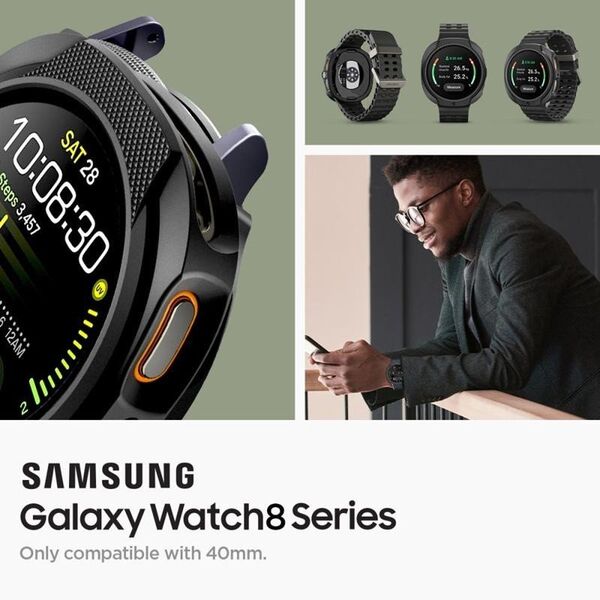 OBUDOWA SPIGEN DO SAMSUNG GALAXY WATCH 8 40 mm, Czarne Etui, Nakładka