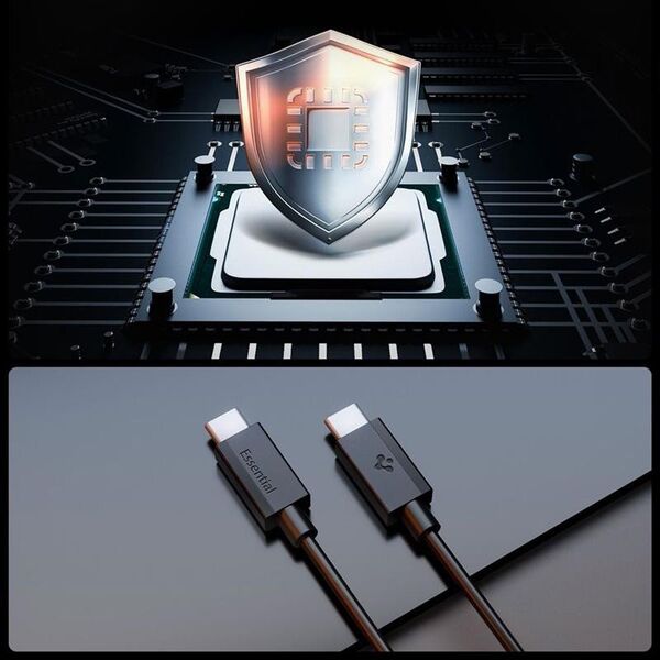 CZARNY KABEL SPIGEN USB C 1M SZYBKIE ŁADOWANIE, Odporny, Wytrzymały, PD 60W