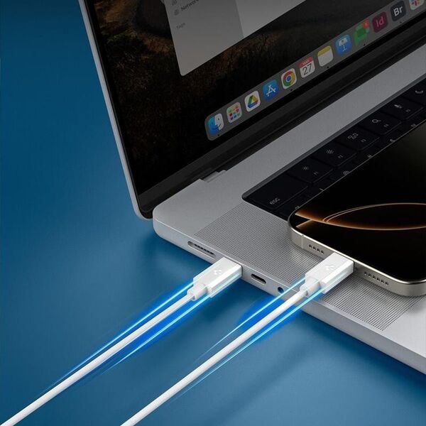BIAŁY KABEL SPIGEN USB C 1M SZYBKIE ŁADOWANIE, Odporny, Wytrzymały, PD 60W