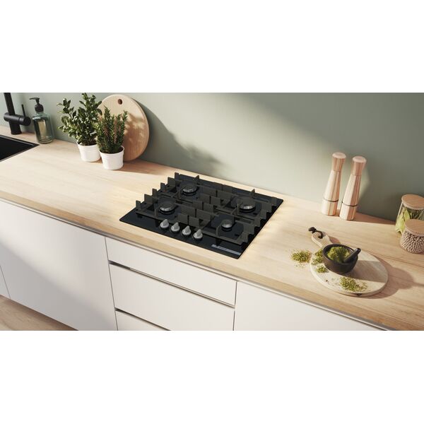 Bosch Serie 4 PNP6B6K40 płyta kuchenna Czarny Wbudowany 59 cm Gaz 4 stref(y)