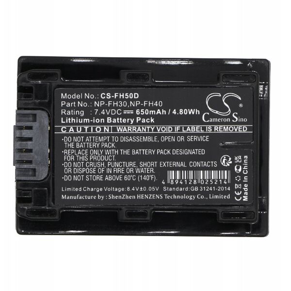 Akumulator Bateria Typu Sony Fh50 Fh60 Fh40 Np-fh30 Np-fh40 Np-fh50 Np-fh60 / Cs-fh50d