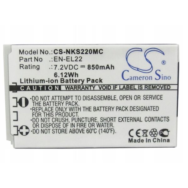 Akumulator Bateria Typu En-el22 Enel22 Do Nikon 1 J4 S2 J 4 S 2 Cameronsino / Cs-nks220mc