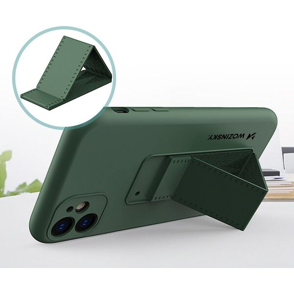 Wozinsky Wozinsky Kickstand Case elastyczne silikonowe etui z podstawką iPhone 11 Pro Max żółty