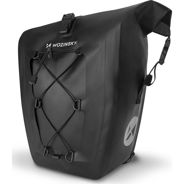 Wozinsky Wodoodporna torba rowerowa sakwa na bagażnik 25l 2w1 czarny (WBB24BK)