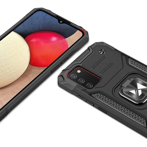 Wozinsky Wozinsky Ring Armor pancerne hybrydowe etui pokrowiec + magnetyczny uchwyt Samsung Galaxy A03s czarny