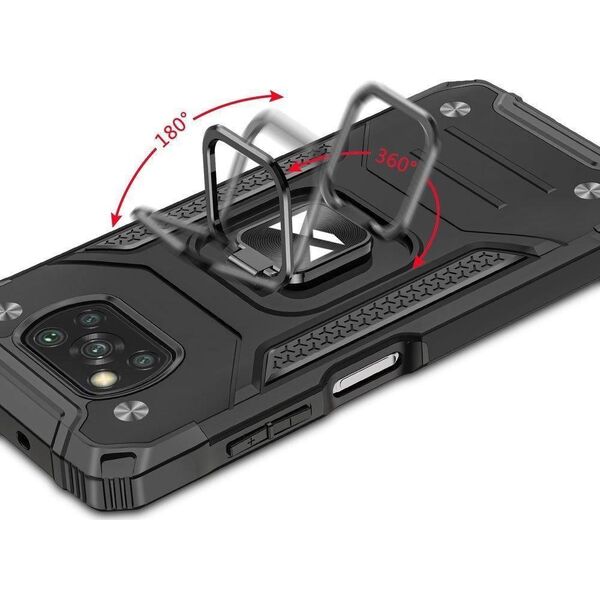 Wozinsky Wozinsky Ring Armor pancerne hybrydowe etui pokrowiec + magnetyczny uchwyt Samsung Galaxy A03s czarny