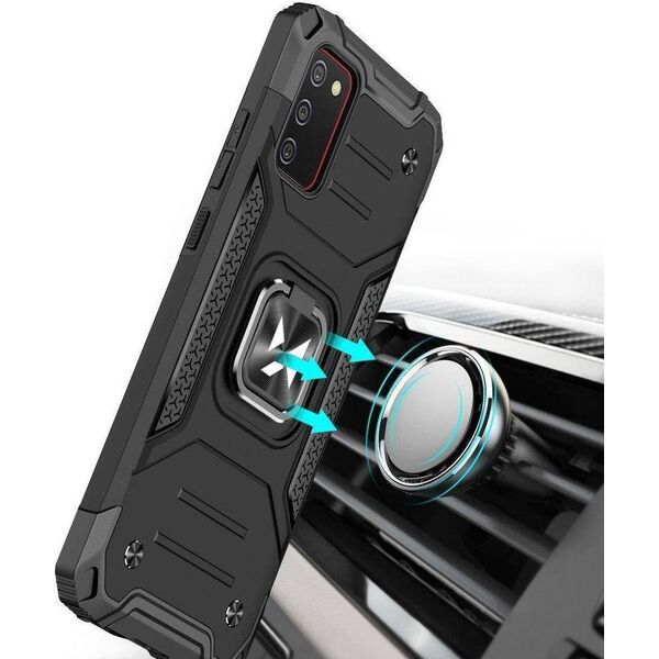Wozinsky Wozinsky Ring Armor pancerne hybrydowe etui pokrowiec + magnetyczny uchwyt Samsung Galaxy A03s czarny