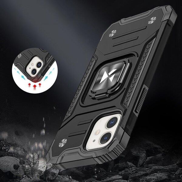 Wozinsky Wozinsky Ring Armor etui iPhone 14 pancerny hybrydowy pokrowiec + magnetyczny uchwyt czarny