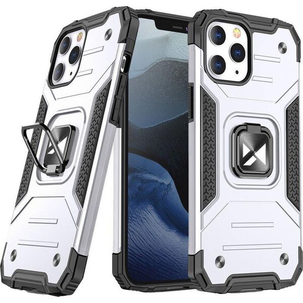 Wozinsky Wozinsky Ring Armor etui iPhone 14 Pro pancerny pokrowiec uchwyt magnetyczny ring srebrne