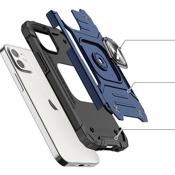 Wozinsky Wozinsky Ring Armor etui iPhone 14 pancerny pokrowiec uchwyt magnetyczny ring niebieskie