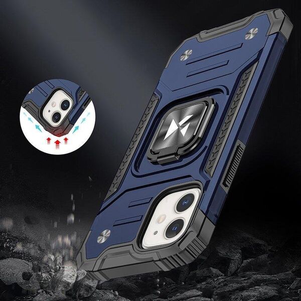 Wozinsky Wozinsky Ring Armor etui iPhone 14 Plus pancerny pokrowiec uchwyt magnetyczny ring niebieskie